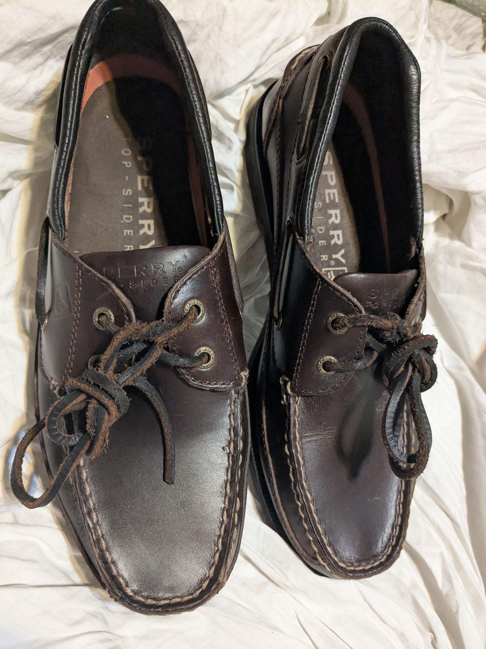New Original Sperry Topsiders Men’s Brown Leather 2 Eye Boat Shoes 10M Amaretto